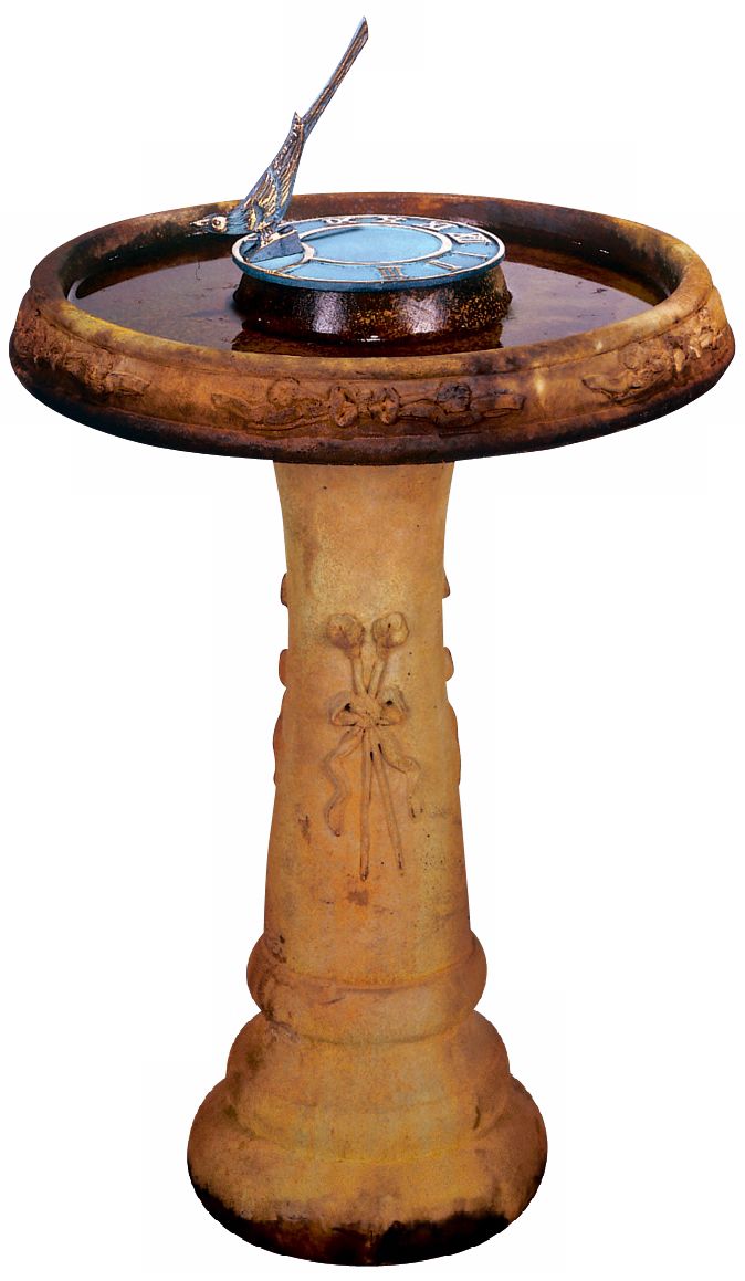 Drinking Bird Sundial Cast Stone Bird Bath