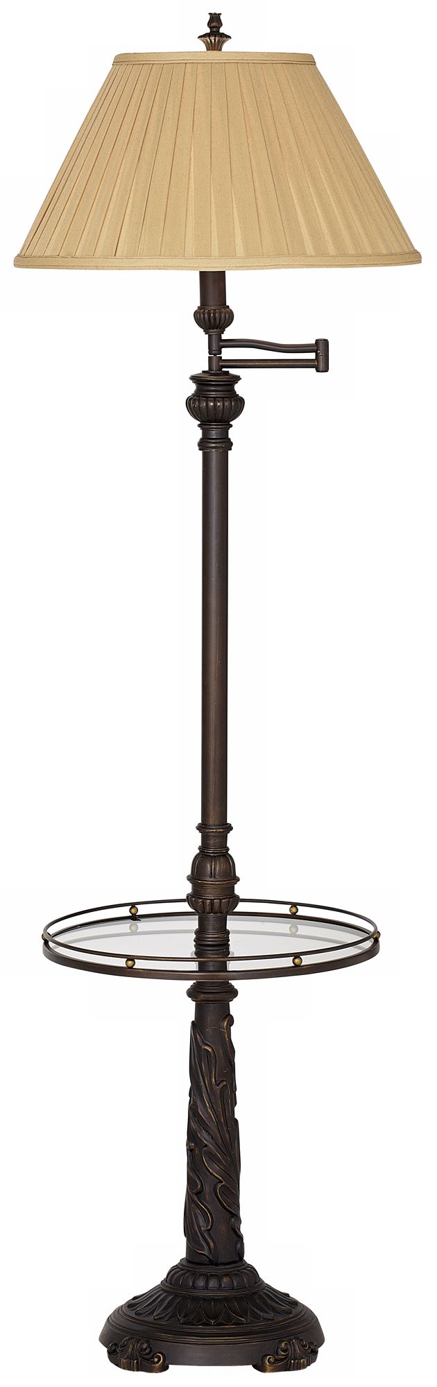 Quoizel Swing Arm Glass Tray Table Floor Lamp