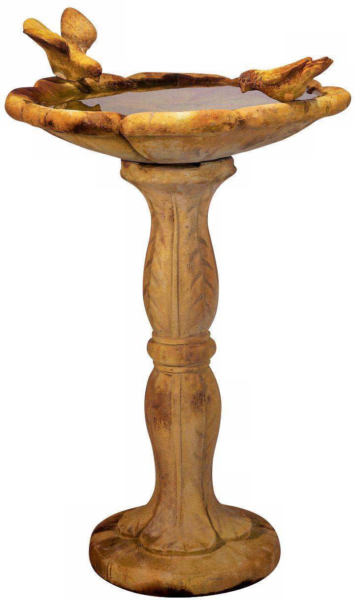 Tall Flower Cast Stone Bird Bath