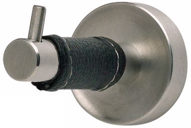 Zanzibar Collection Stainless Steel Black Leather Bath Hook