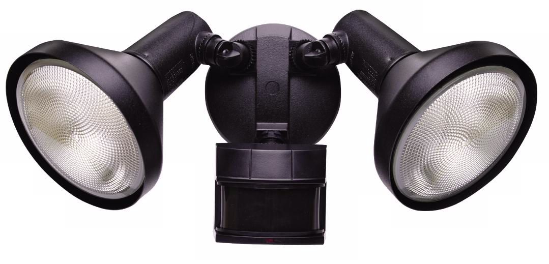 Two Light Black Outdoor Security Lights with Motion Sensor