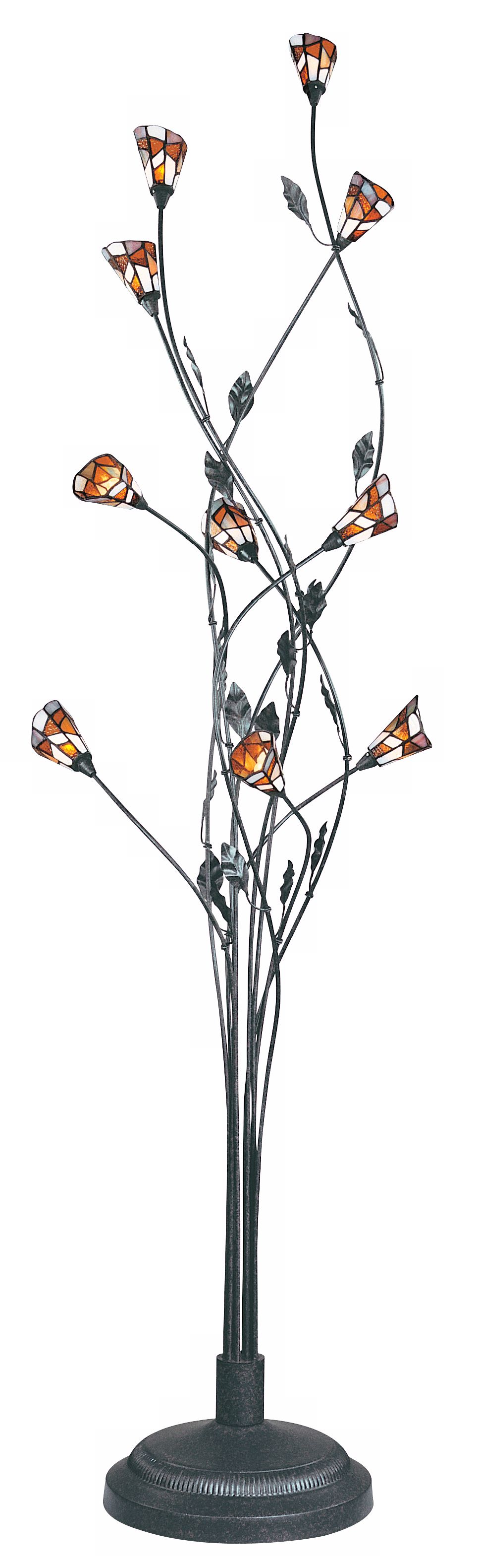 Tiffany Style Vine and Leaf Torchiere Floor Lamp