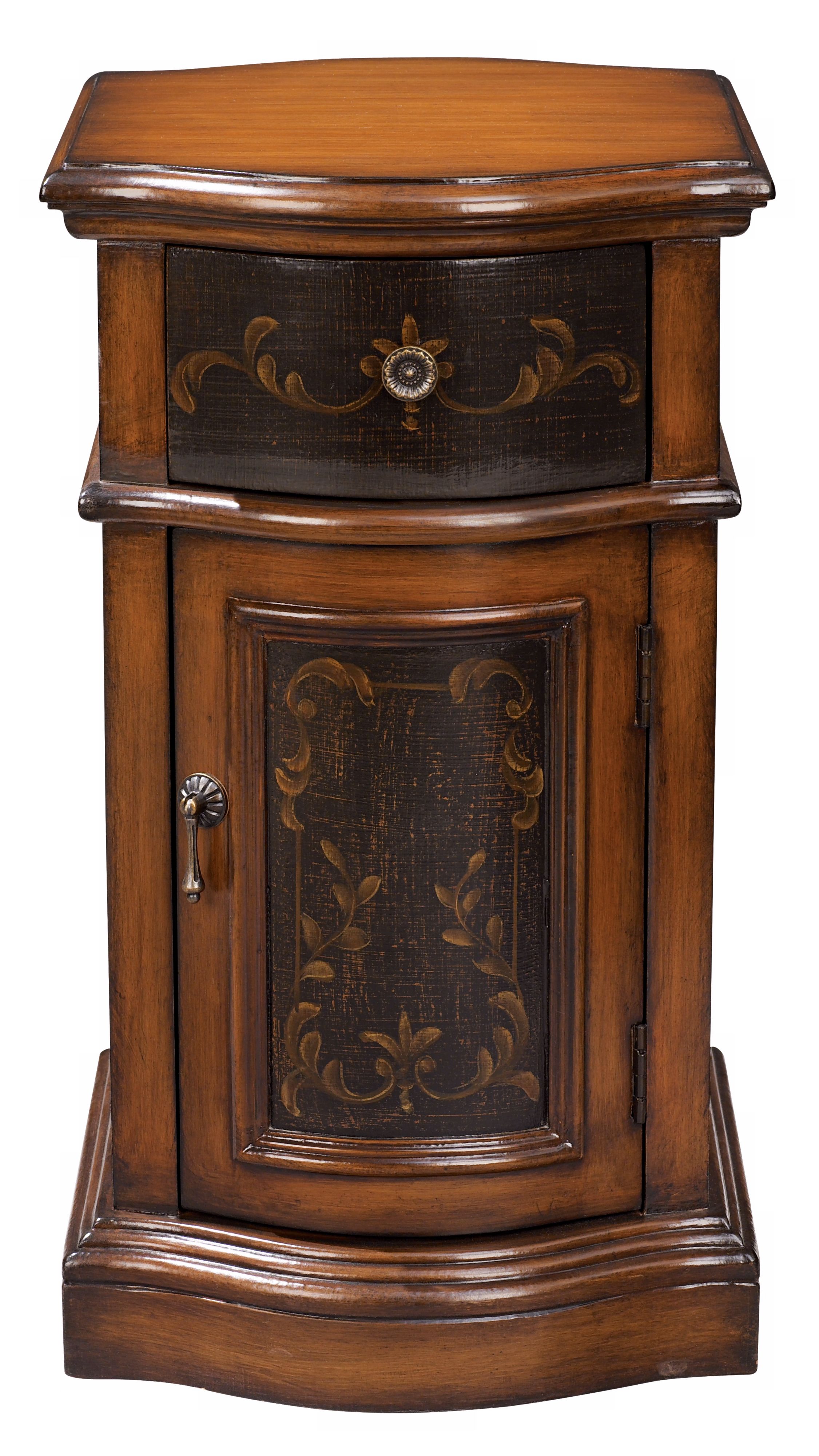 Milliken Walnut Hand-Painted Detail Chairside Table