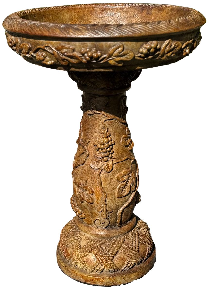 Henri Studios Small Grapevine Cast Stone Bird Bath