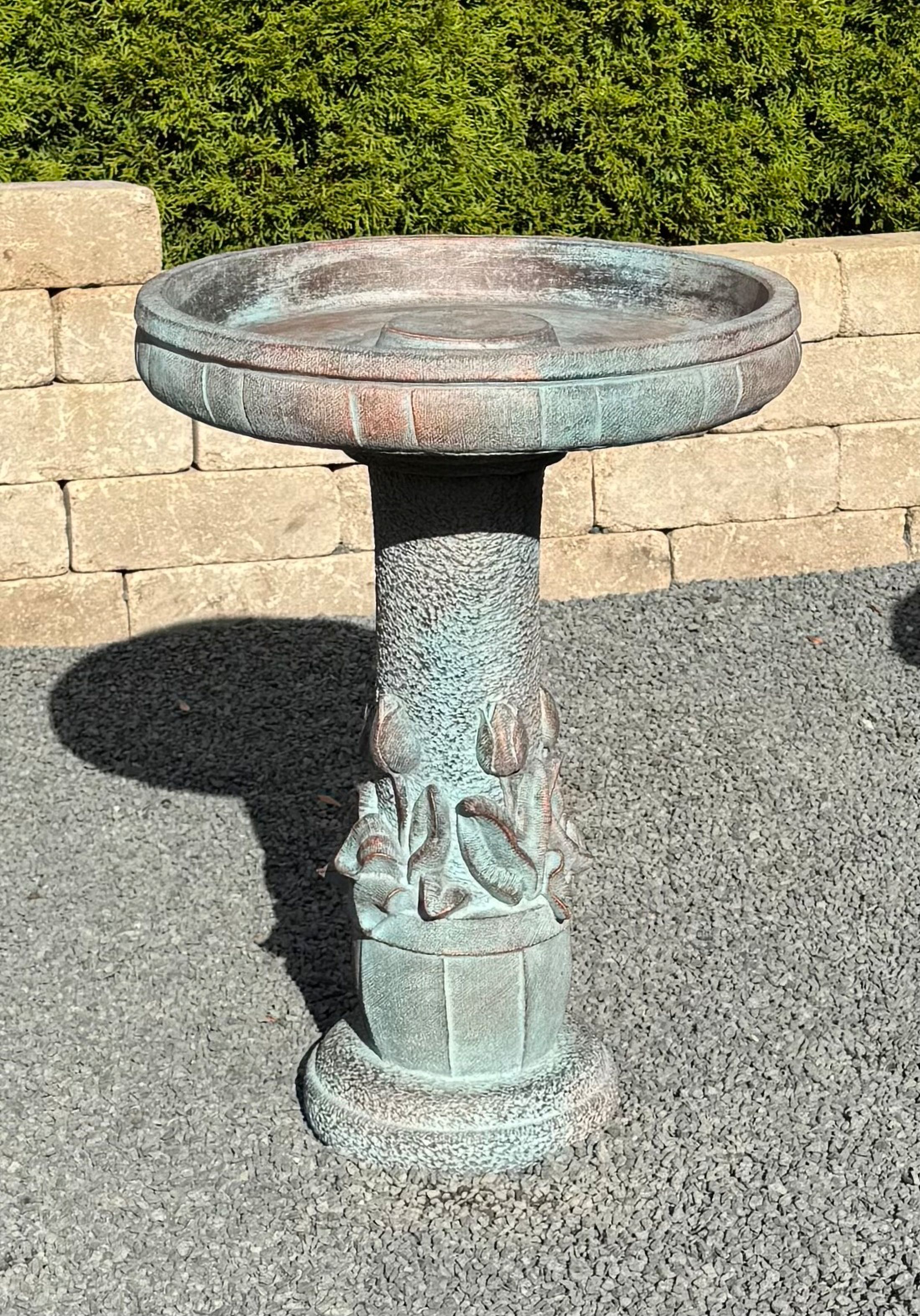 Henri Studios Tulip Cast Stone Bird Bath