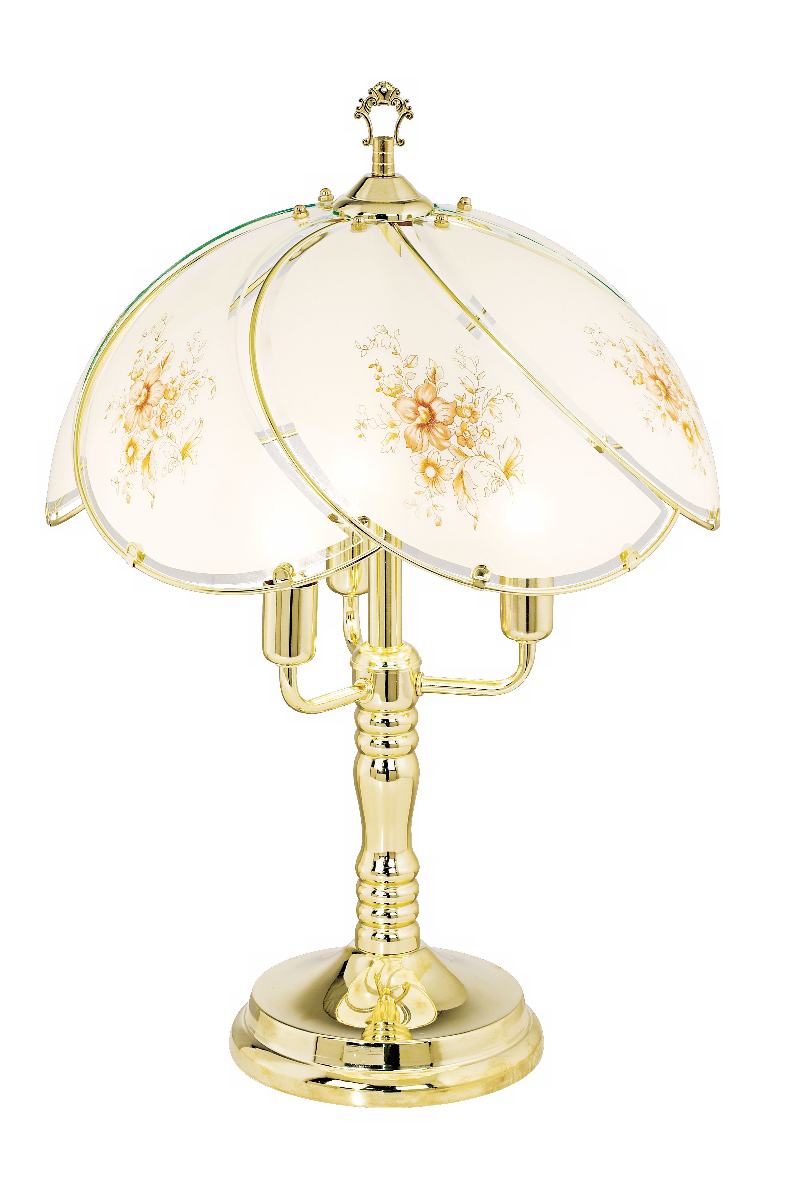 Sweet Peach Floral Candelabra Arm Touch Table Lamp
