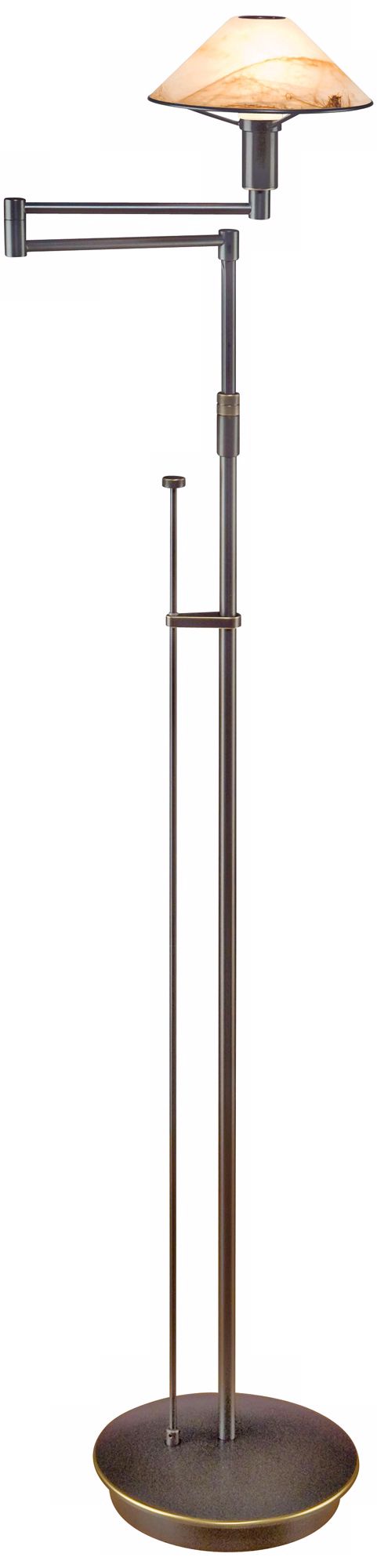 Old Bronze with Brown Alabaster Glass Holtkoetter Floor Lamp