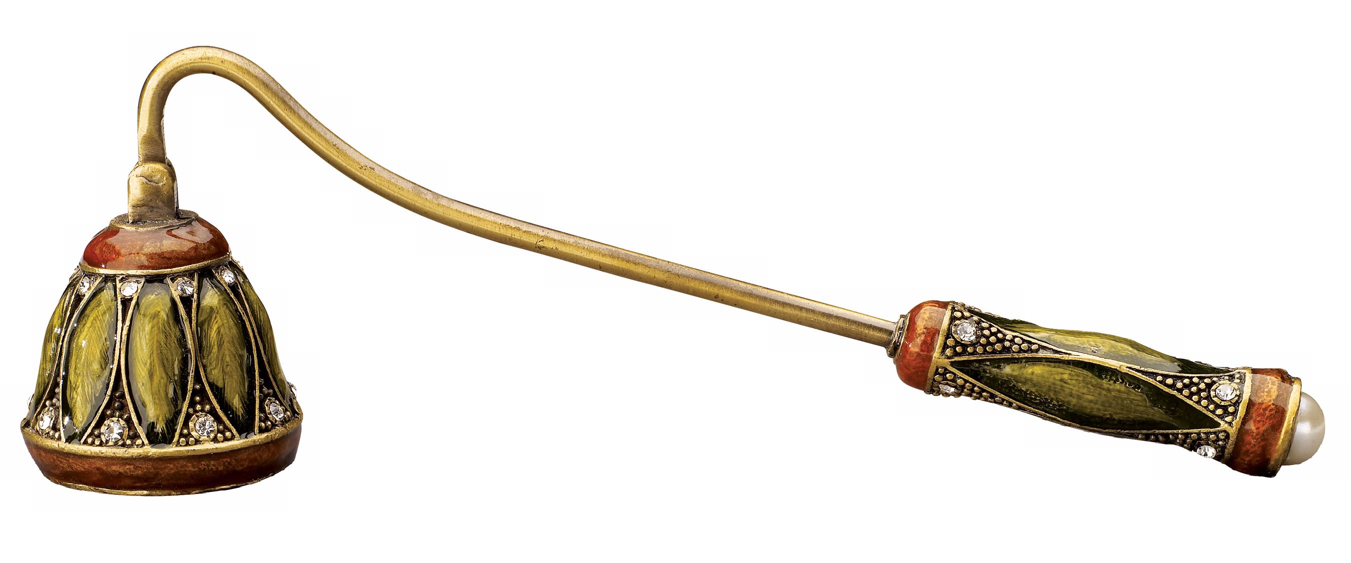 Green Finish Leaf Motif Jeweled Candle Snuffer (22736)