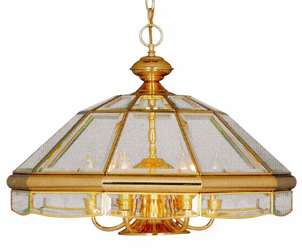 Glass Enclosed Brass Dinette Pendant Chandelier