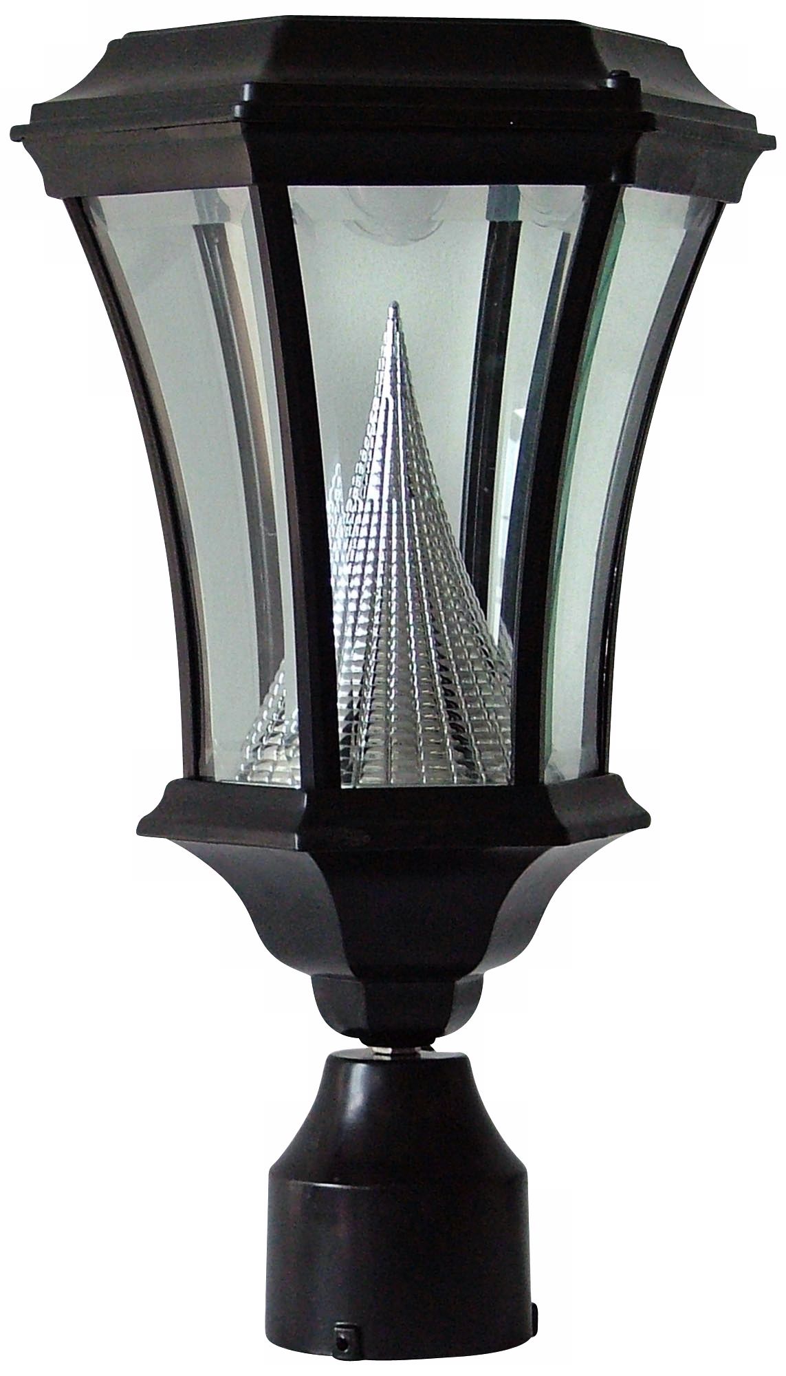 Black Post Mount Solar LED Lamp