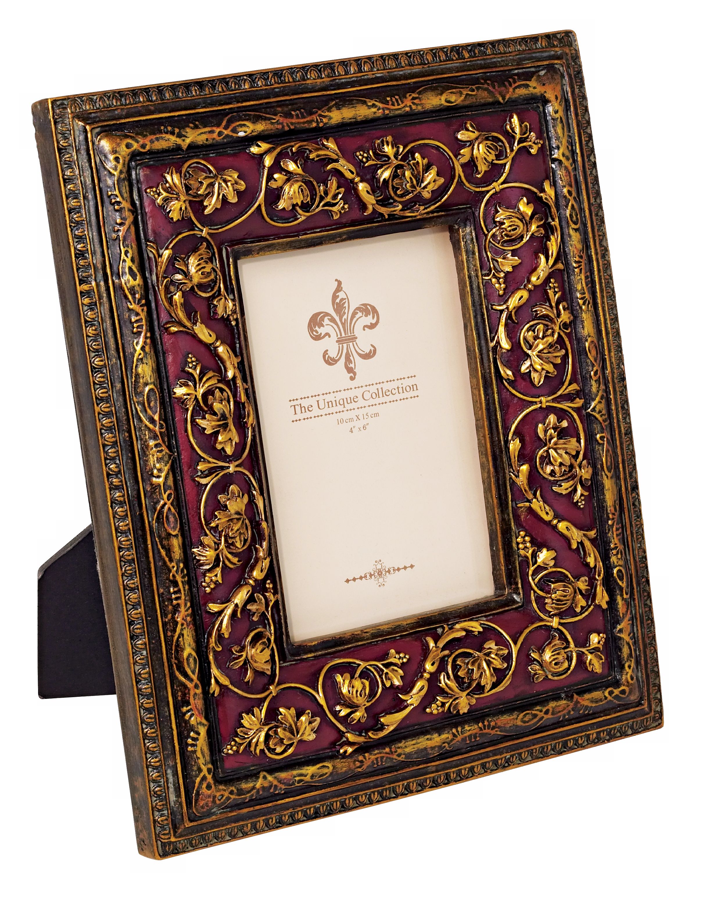Red and Gold Floral Design 4x6 Picture Frame