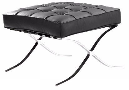 Europa Black Leather Ottoman