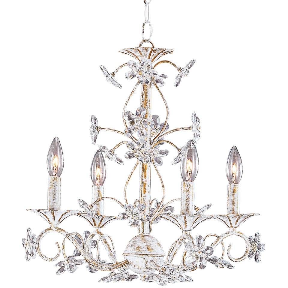 Crystorama Antique White Crystal Floret Chandelier   #23326