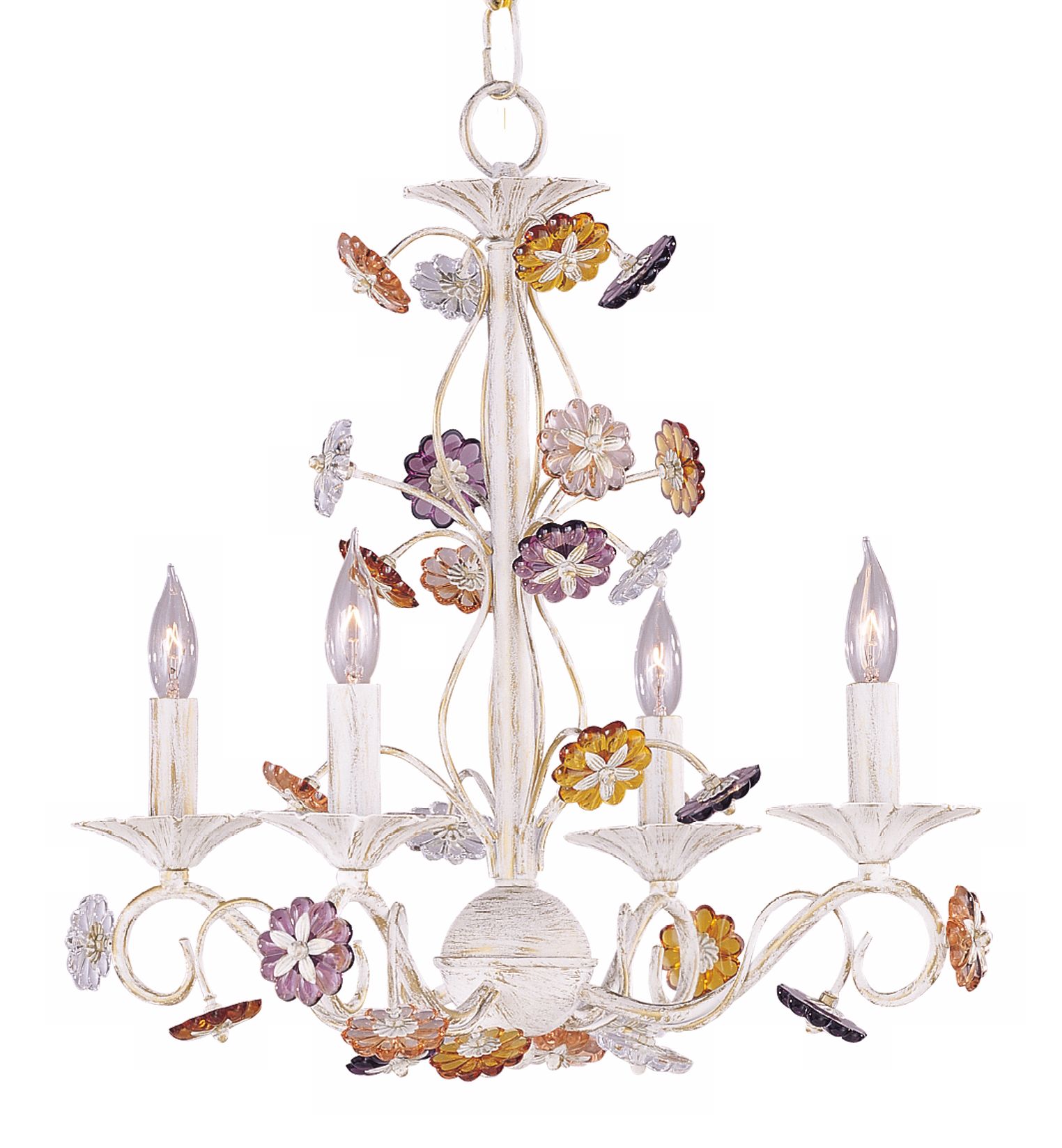 Crystorama Multi-color Rosettes Antique White Chandelier