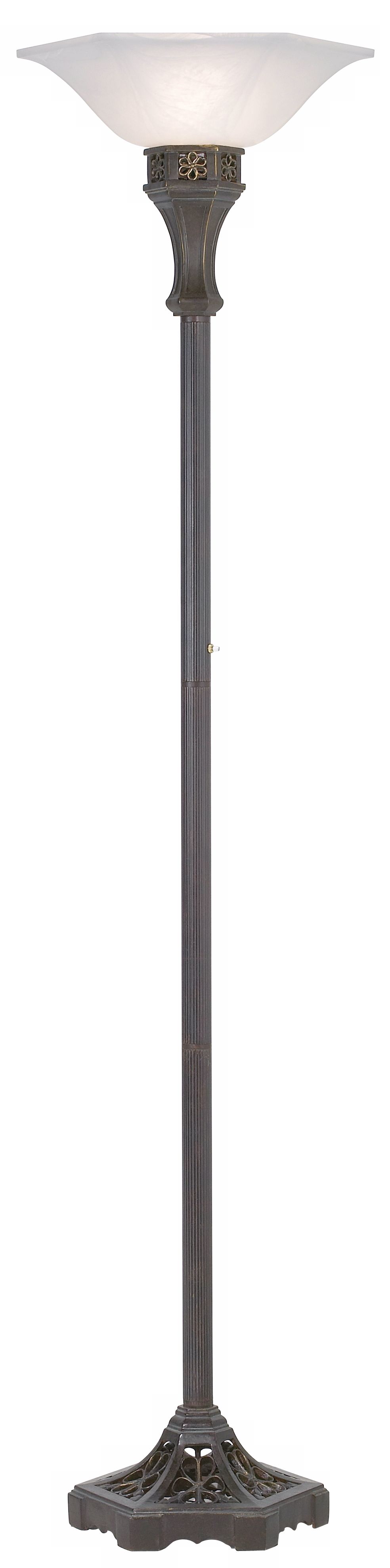 Hexagonal Alabaster Shade Torchiere Floor Lamp