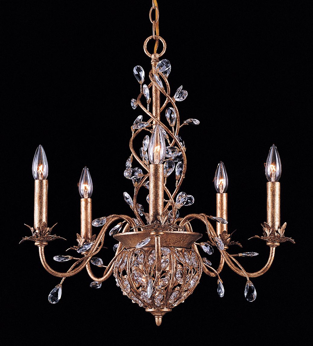 Crystorama Seven Light Clear Crystal Gold Leaf Chandelier