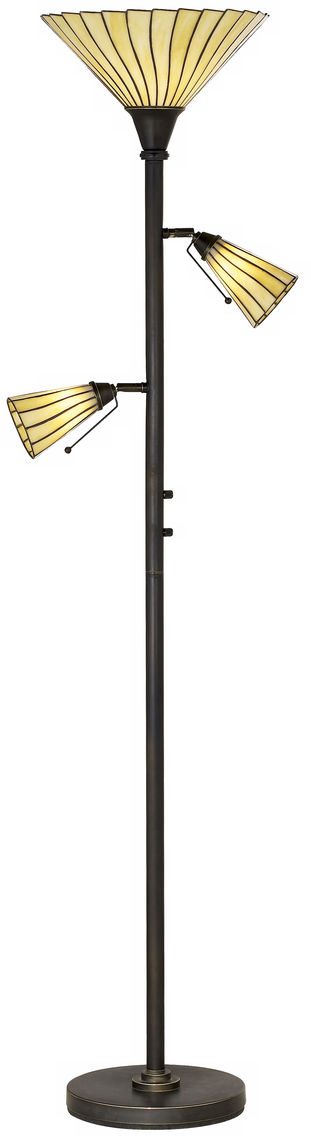 Tiffany Style Pleated Glass Tree Torchiere Floor Lamp