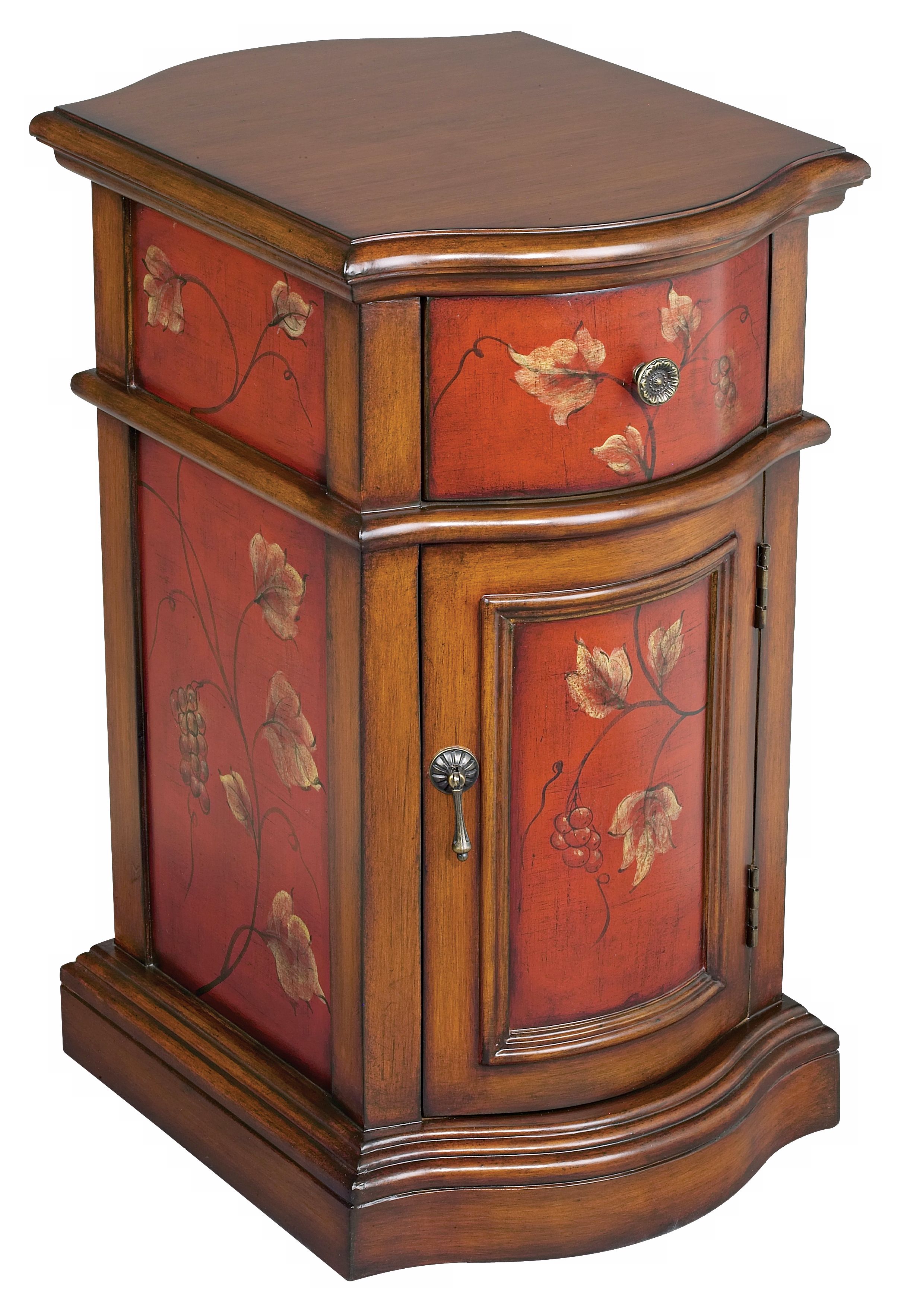 Handpainted Grape Detail Chairside Table