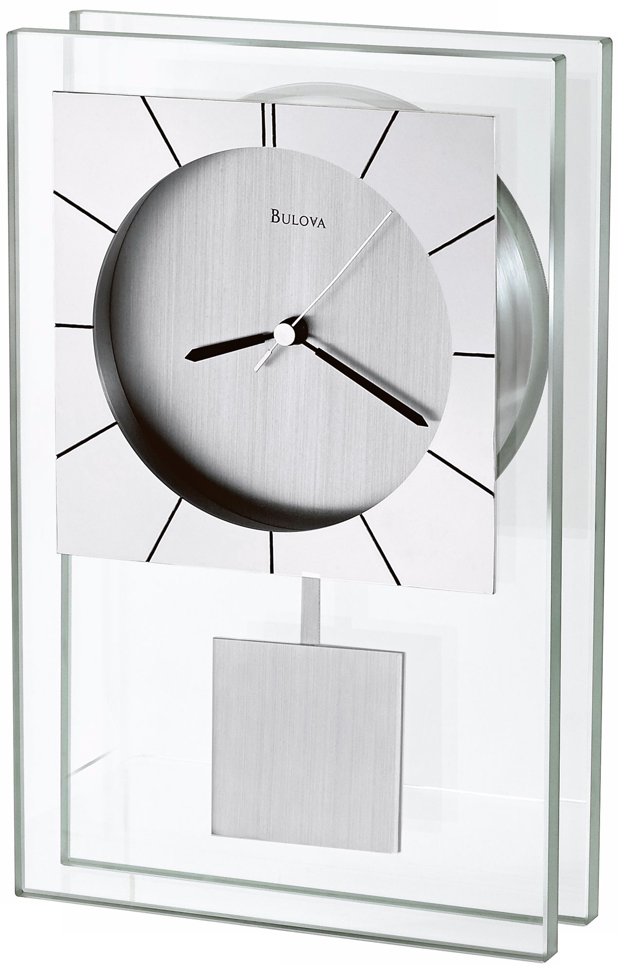 Insight Black and Aluminum 9 3/4" High Bulova Table Clock