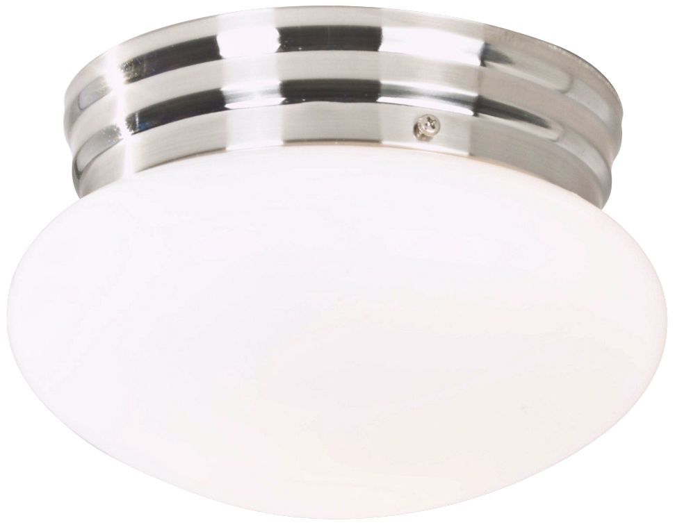 Mushroom Brushed Steel 8" Wide Ceiling Fixture