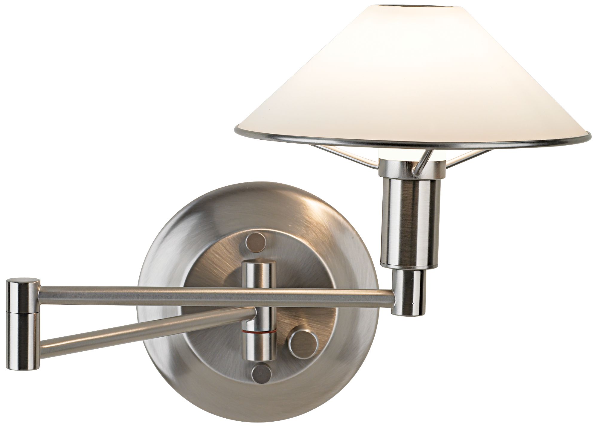 Holtkoetter Satin Nickel White Glass Swing Arm Wall Lamp