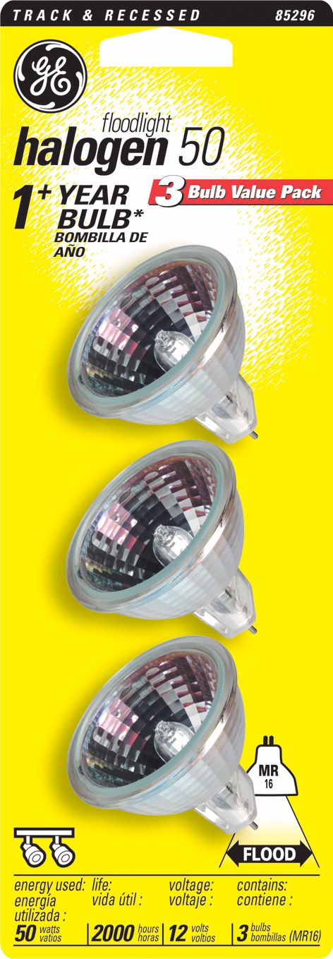 GE 50 Watt MR16 3-Piece Value Pack Halogen Light Bulbs
