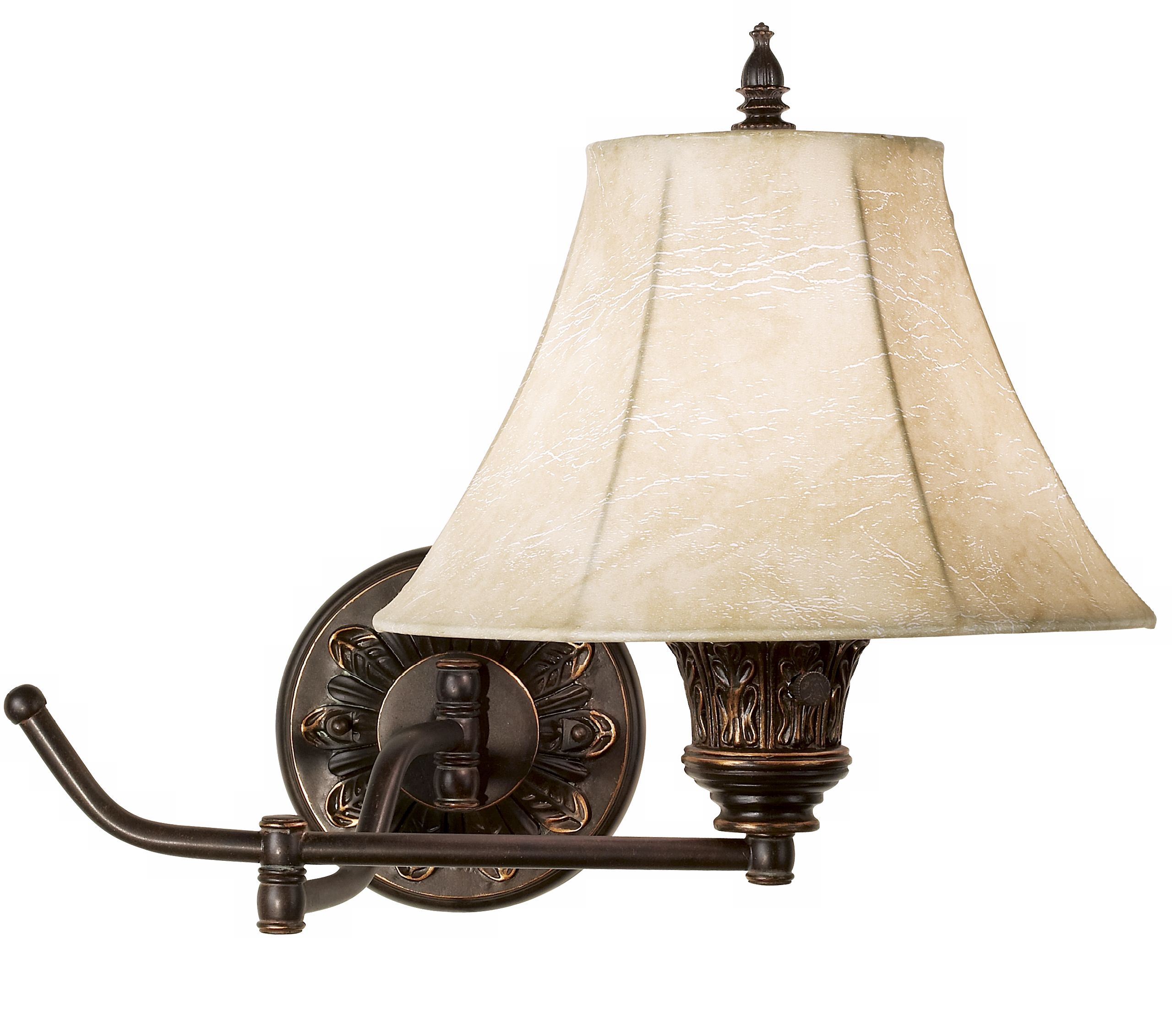 Set of Two Bronze Plug-in Swing Arm Wall Lamps