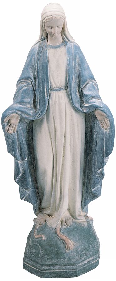 Small Blue White Madonna Garden Accent