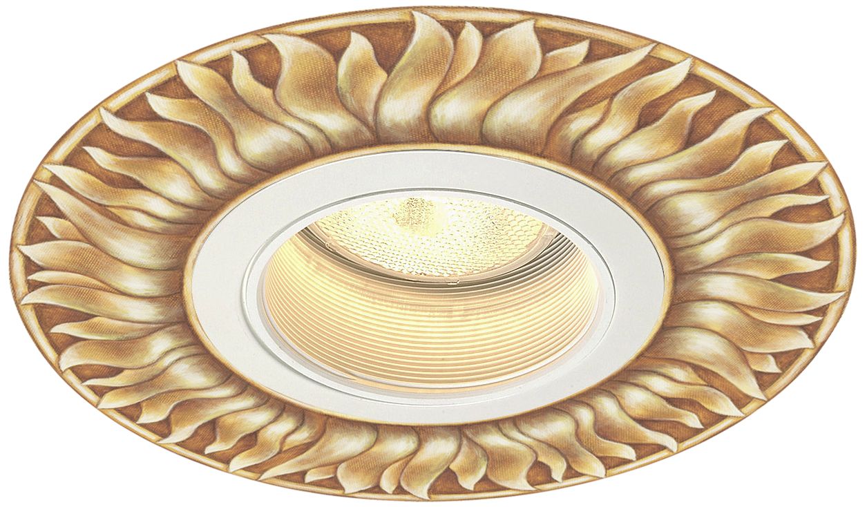 Juno 5" White Recessed Trim with Florentine Sun Medallion