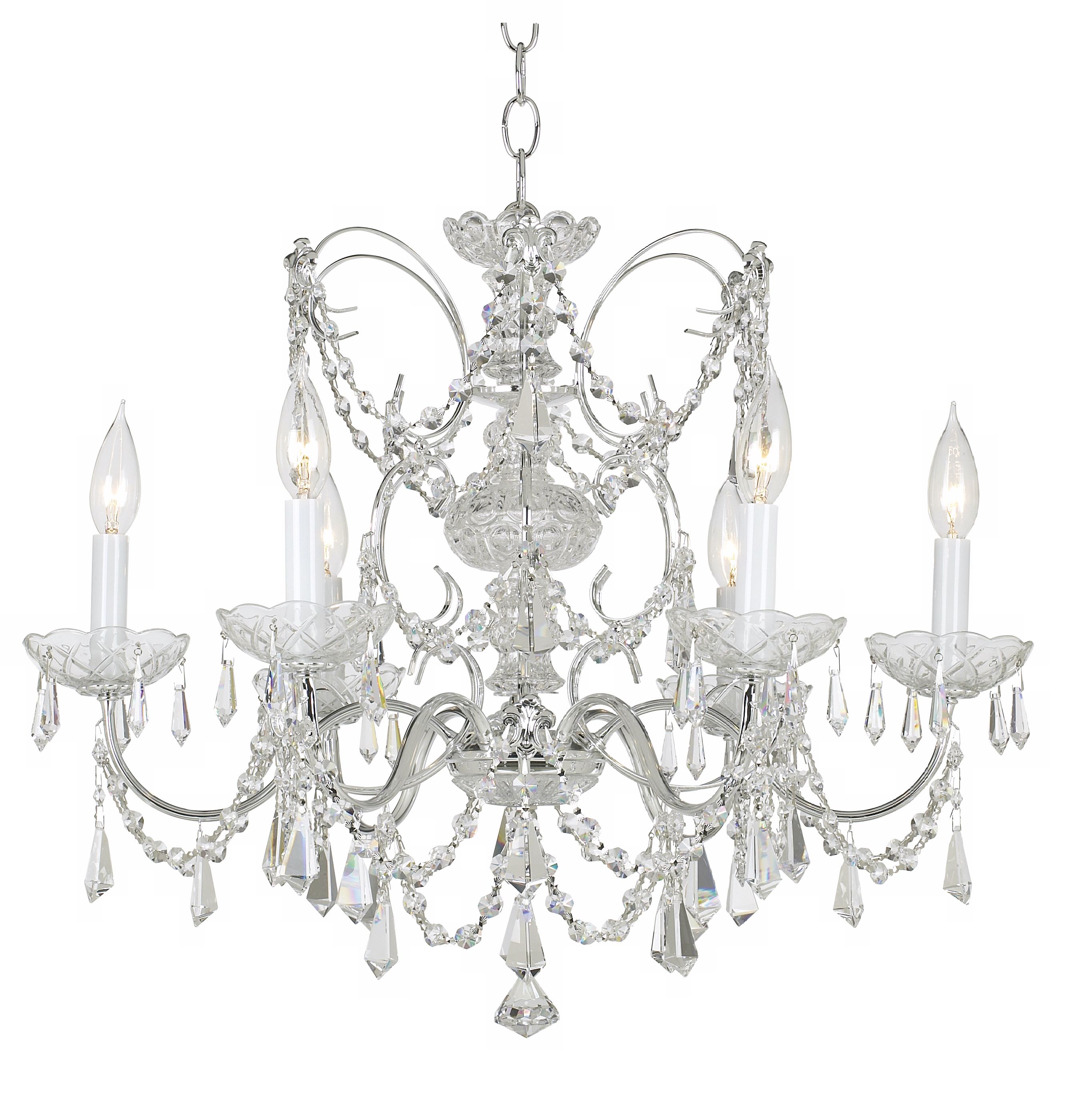 Schonbek Sonata Six Light Chrome-Silver Chandelier