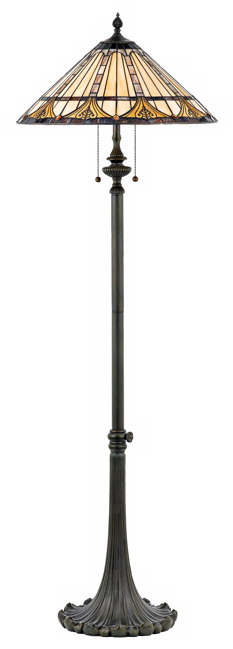 Genevieve Earthtone Tiffany Shade Floor Lamp