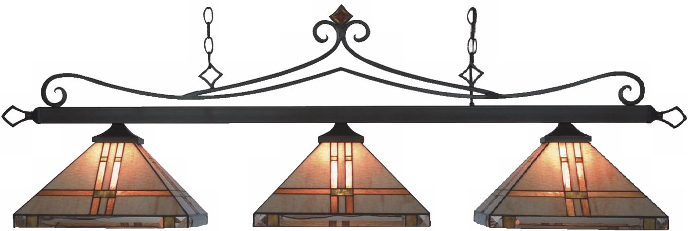 Mission Style Billiard 3-Light Pool Table Fixture