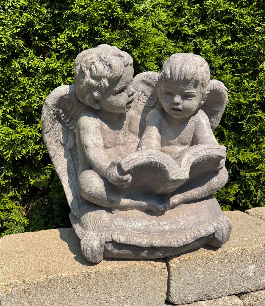 Henri Studios Two Cherubs Reading Garden Accent Sculpture