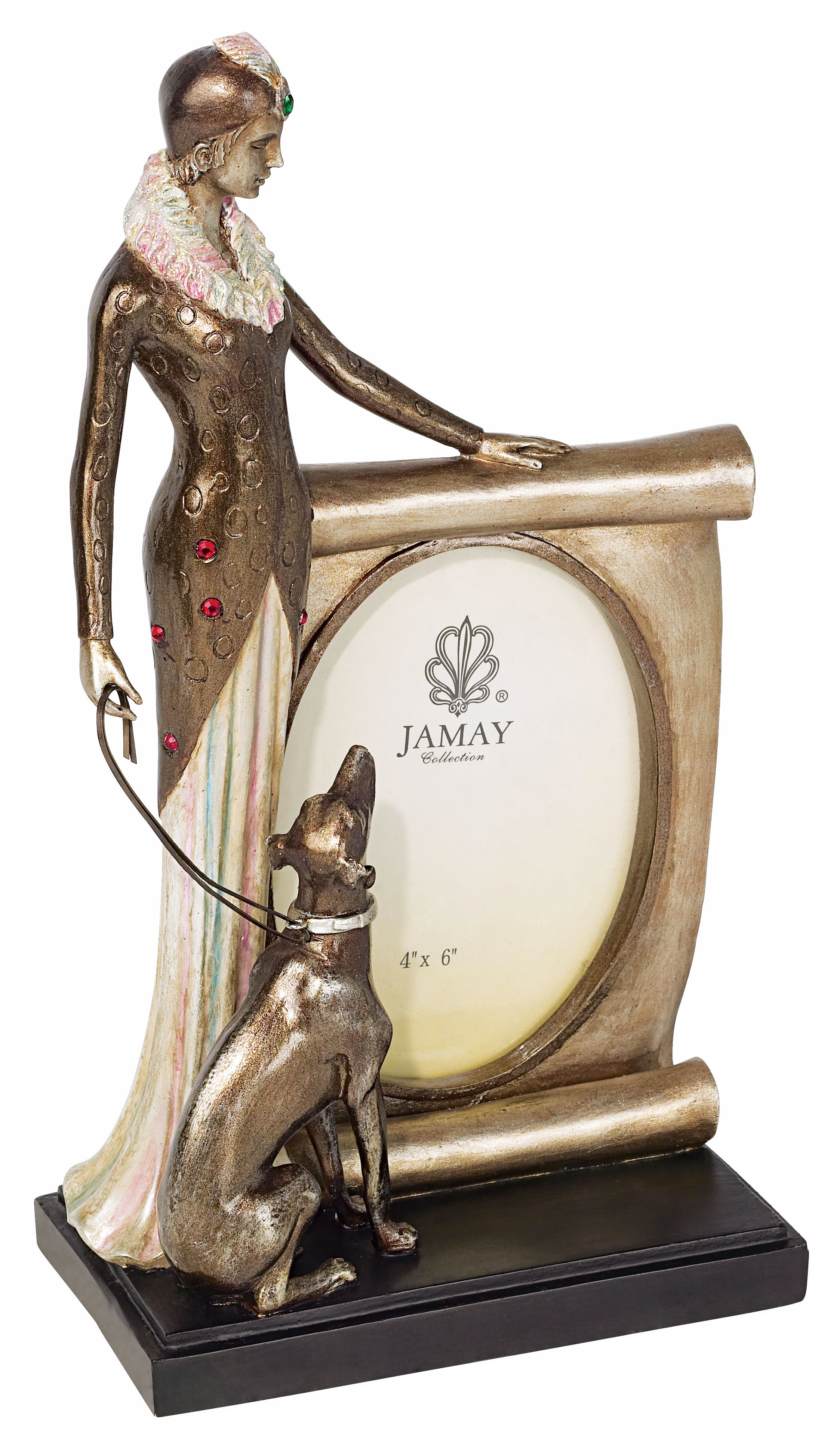 Art Deco Lady and Dog on a Walk Picture Frame