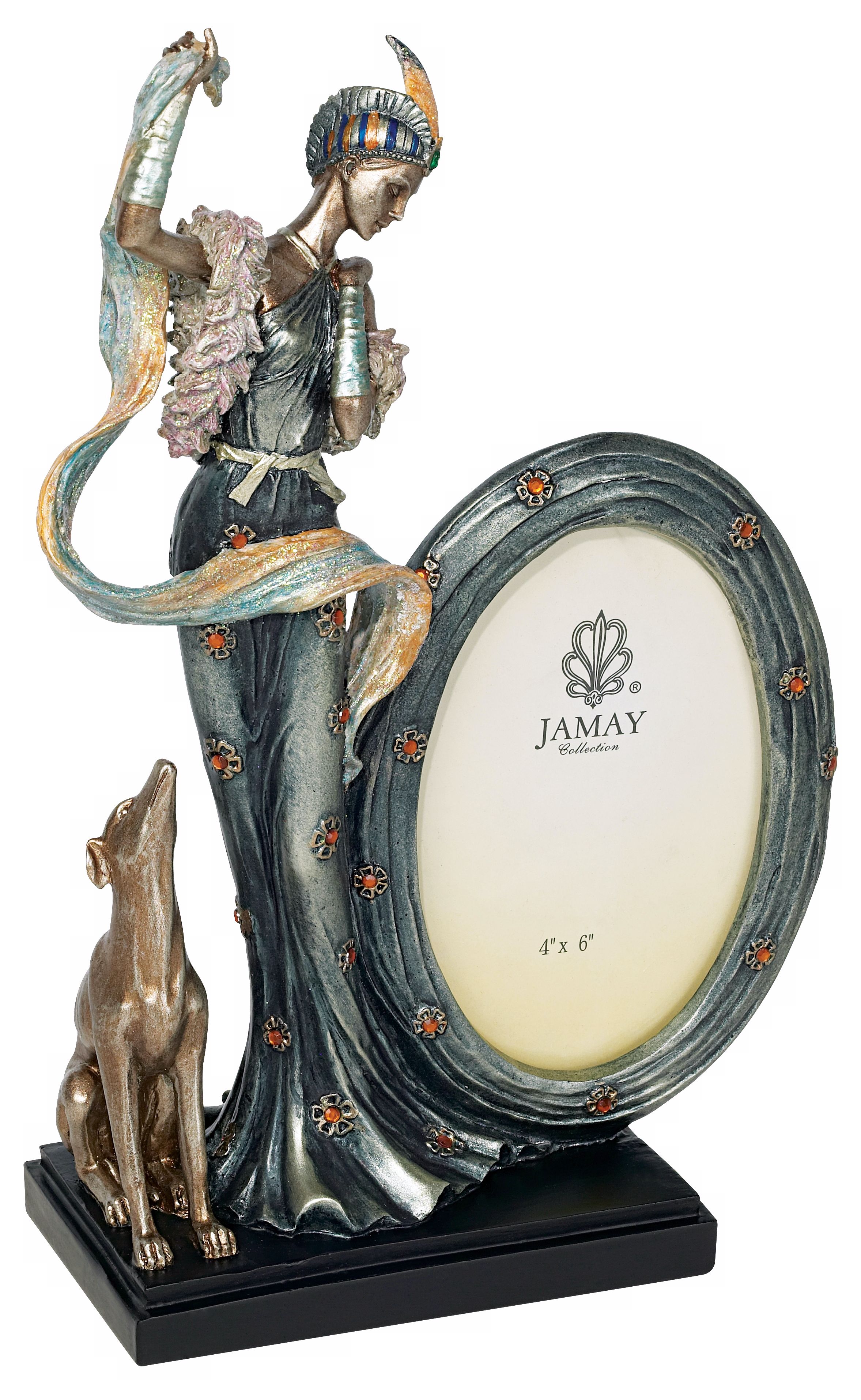 Art Deco Lady and Dog Picture Frame