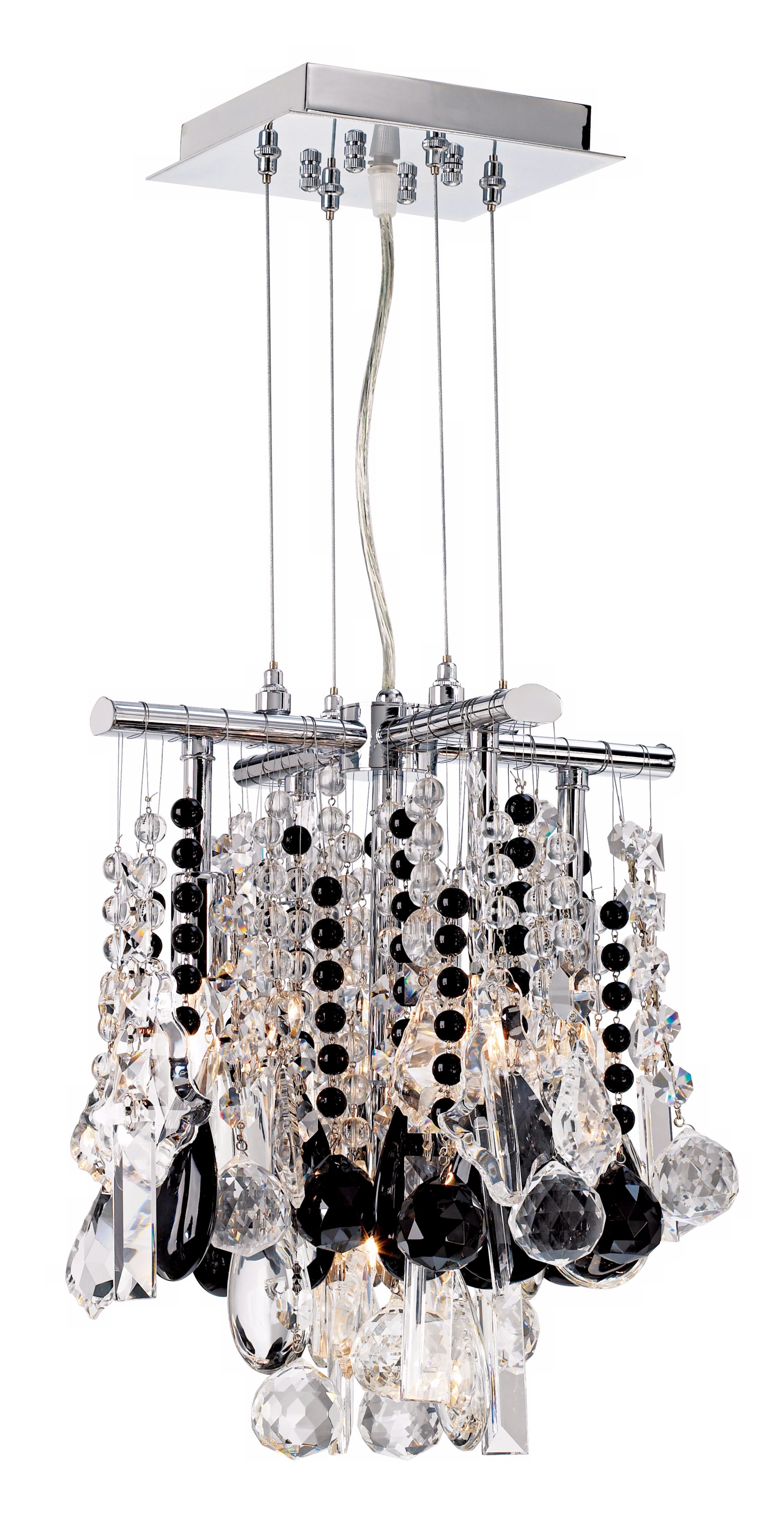 Luminous 11" Wide Black and Clear Crystal Chandelier