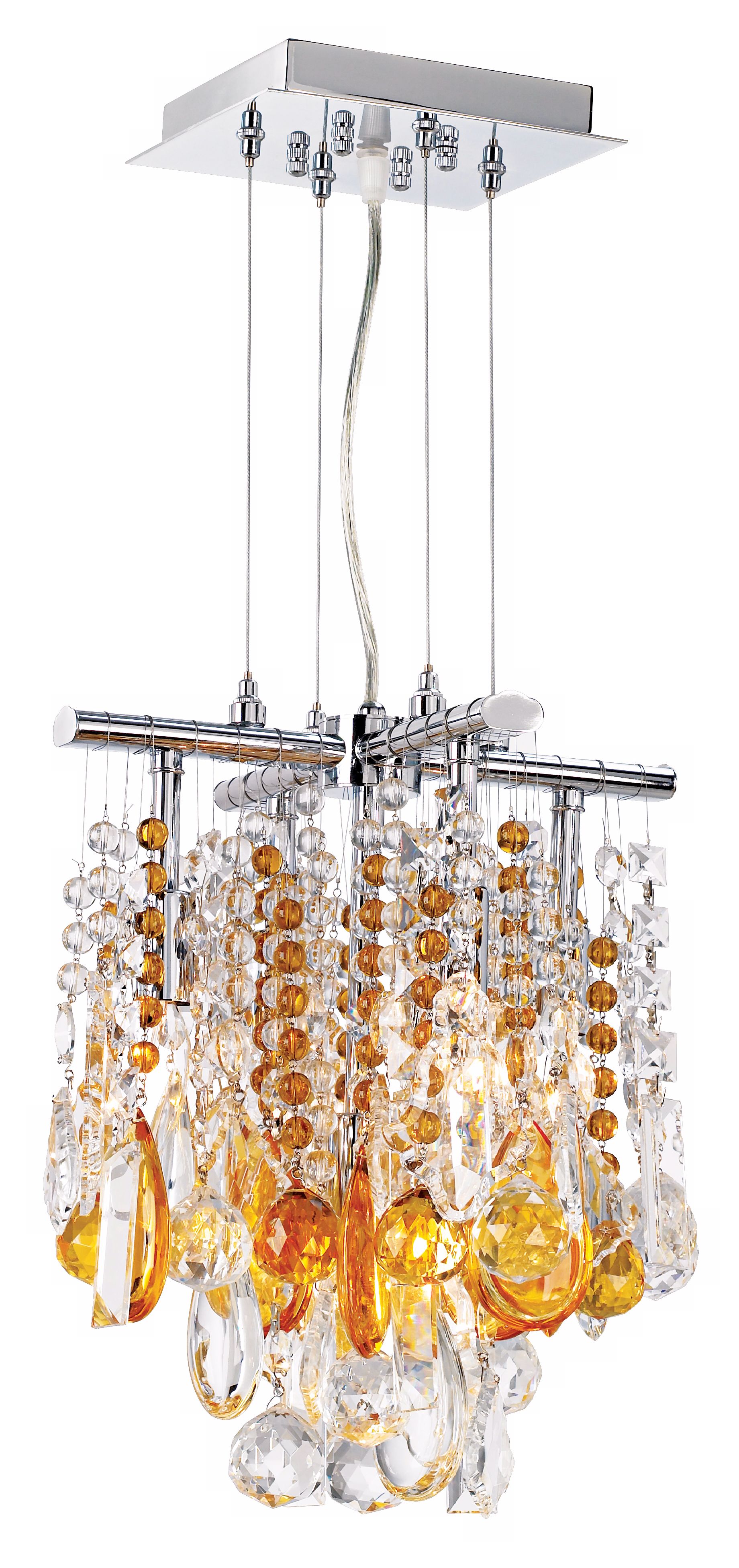 Luminous 11" Wide Amber and Clear Crystal Chandelier