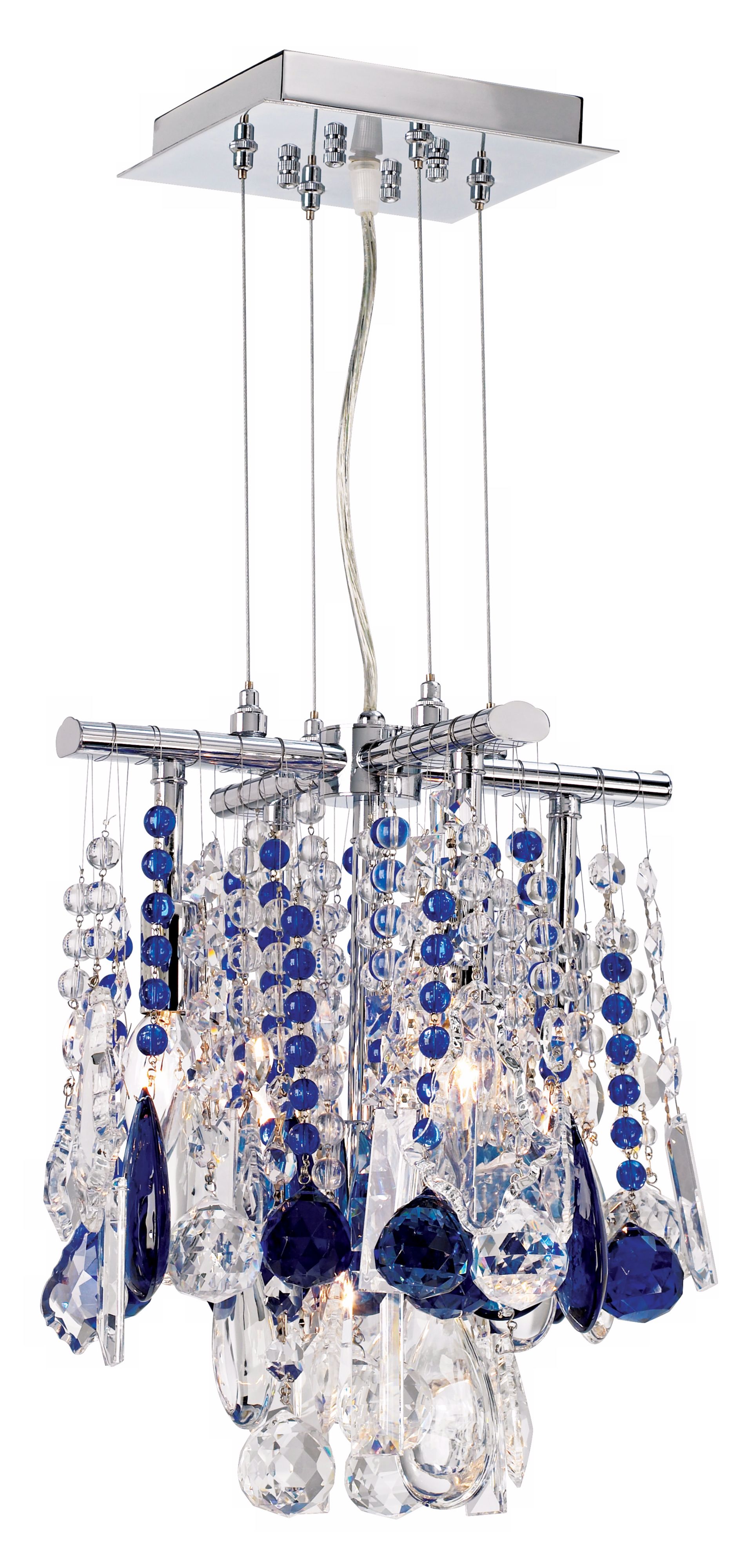 Luminous 11" Wide Blue and Clear Crystal Chandelier