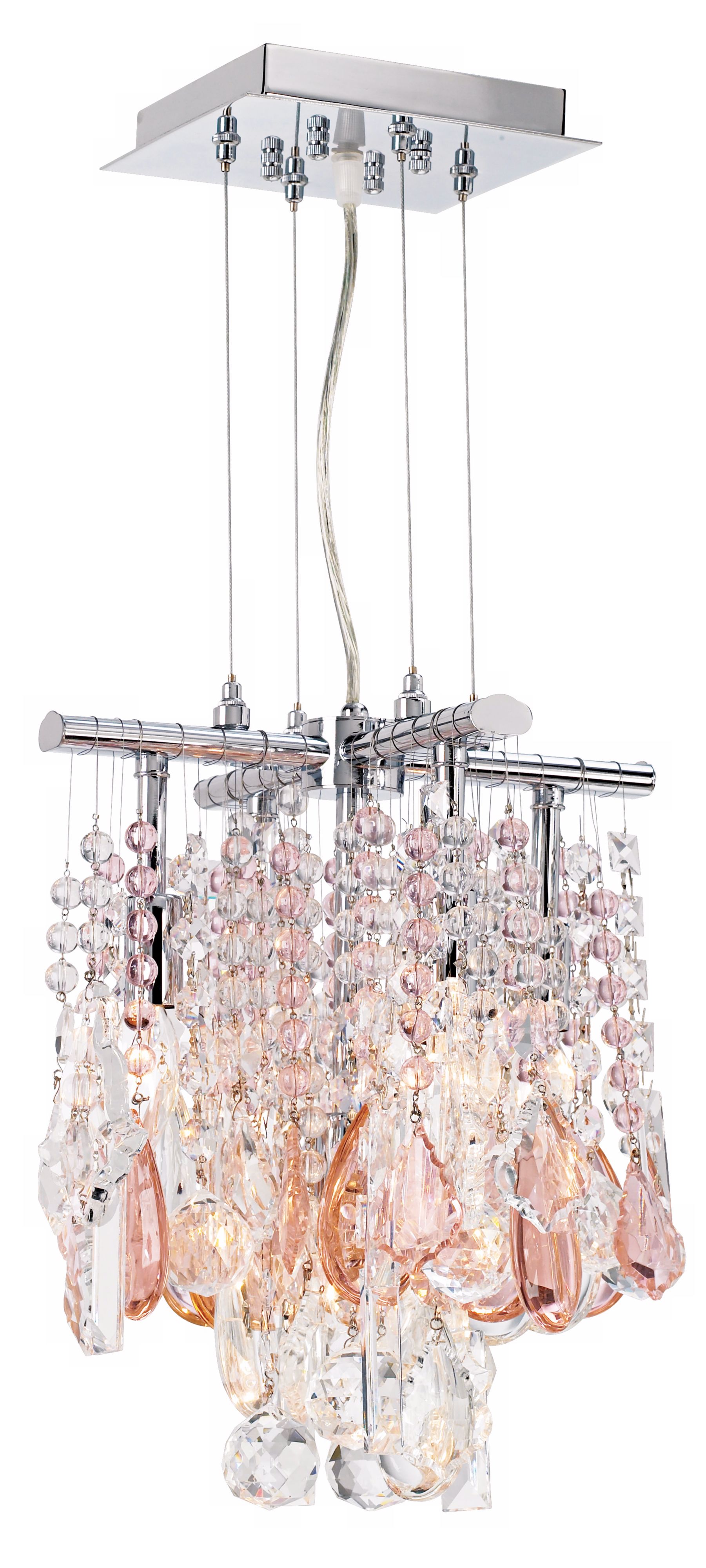 Luminous 11" Wide Pink and Clear Crystal Chandelier