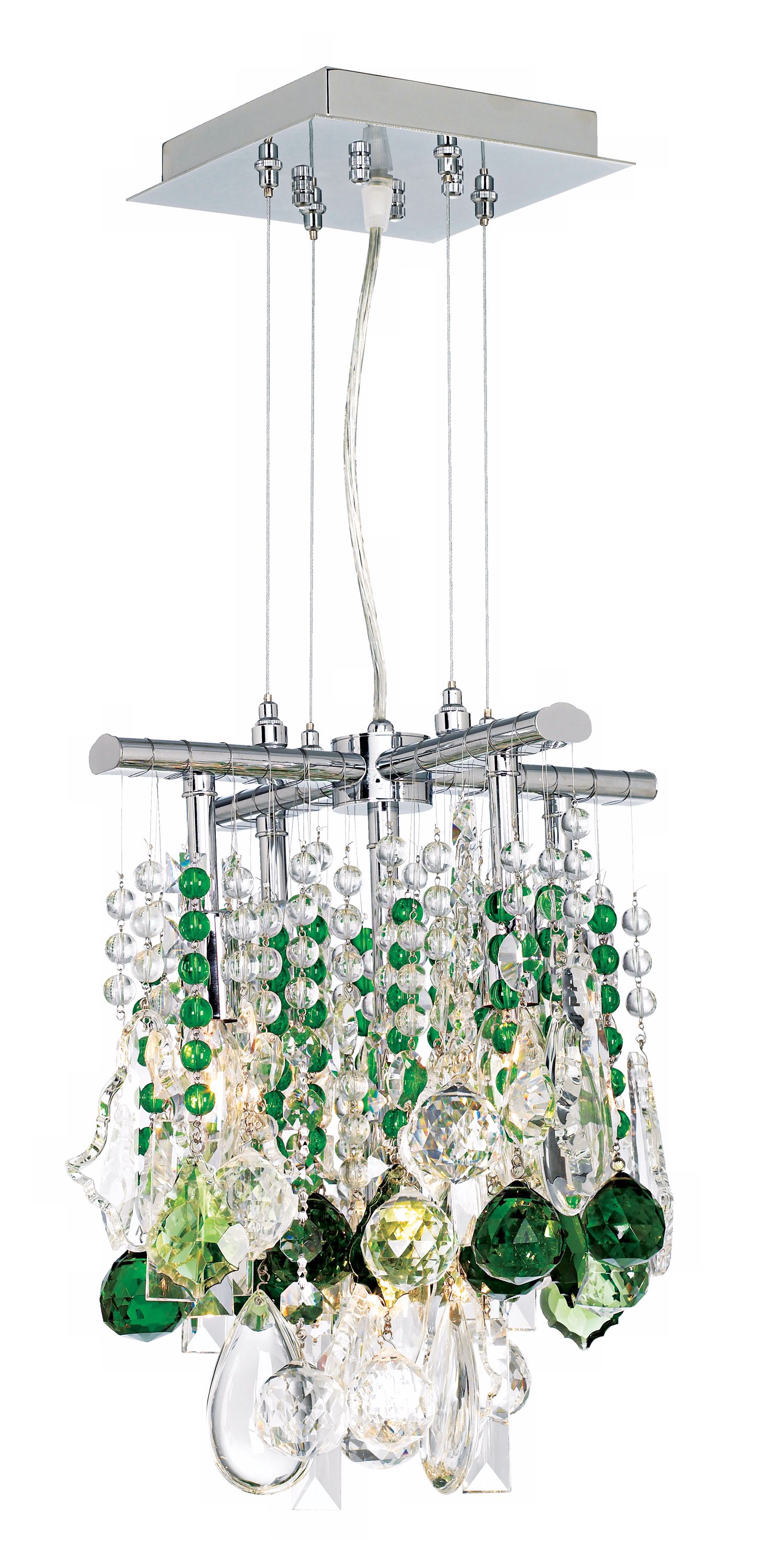 Luminous 11" Wide Green and Clear Crystal Chandelier