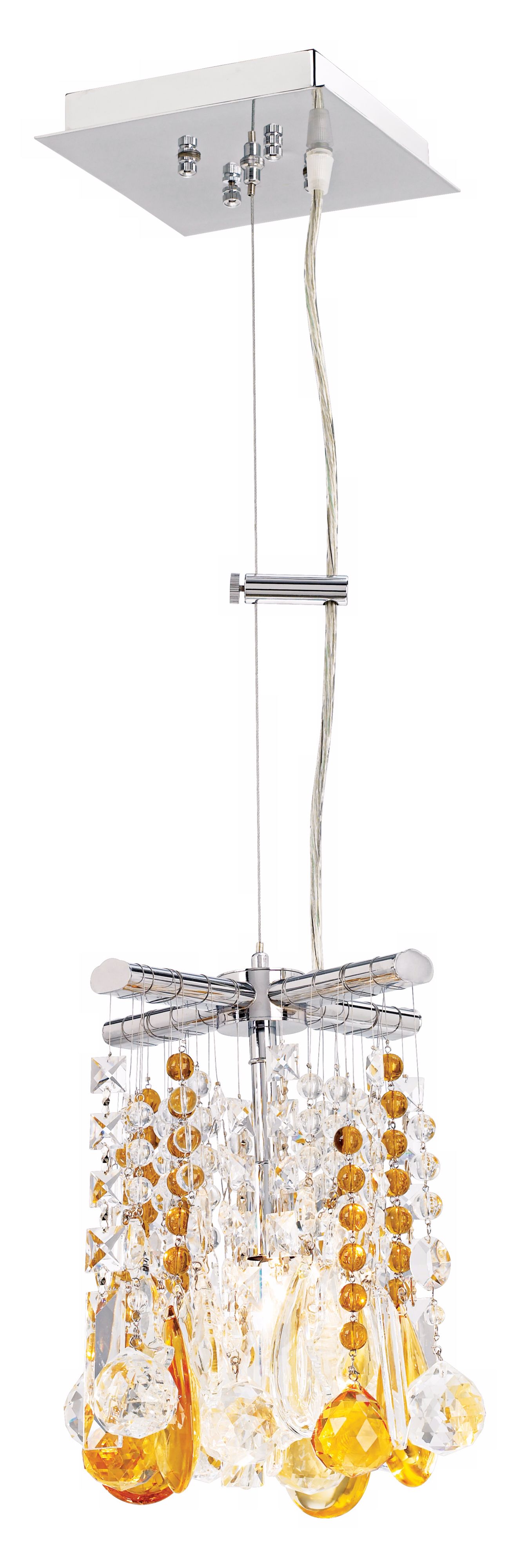 Luminous 8" Wide Amber and Clear Crystal Pendant Chandelier