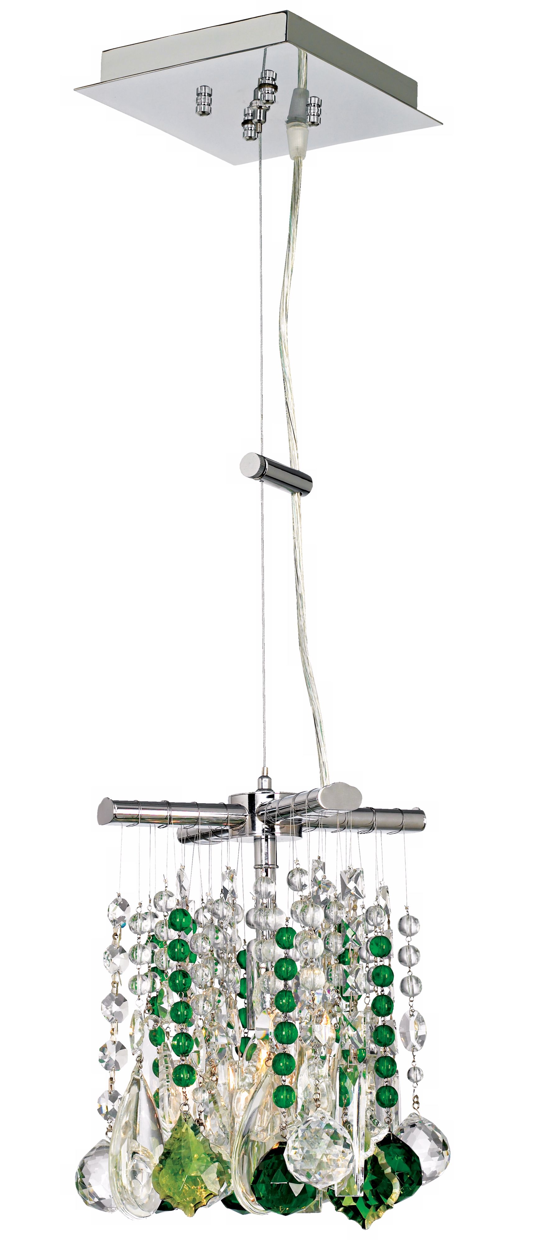 Luminous 8" Wide Clear and Green Crystal Pendant Chandelier
