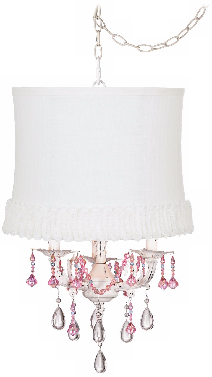 Pretty in Pink Designer White Shade Swag Chandelier