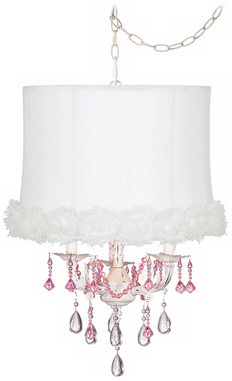 Pretty in Pink Designer Rosette Shade Swag Chandelier