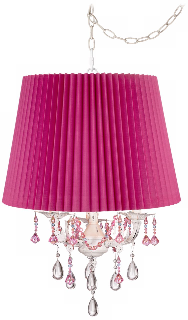 Pretty in Pink Designer Pleat Shade Plug-In Chandelier