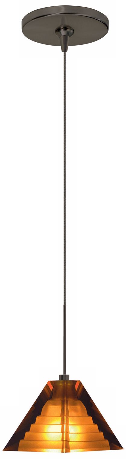 Pyramid Amber Glass Bronze Tech Lighting Mini Pendant