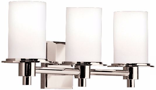Polished Nickel and Etched Glass 20 1/2" Wide Bathroom Light
