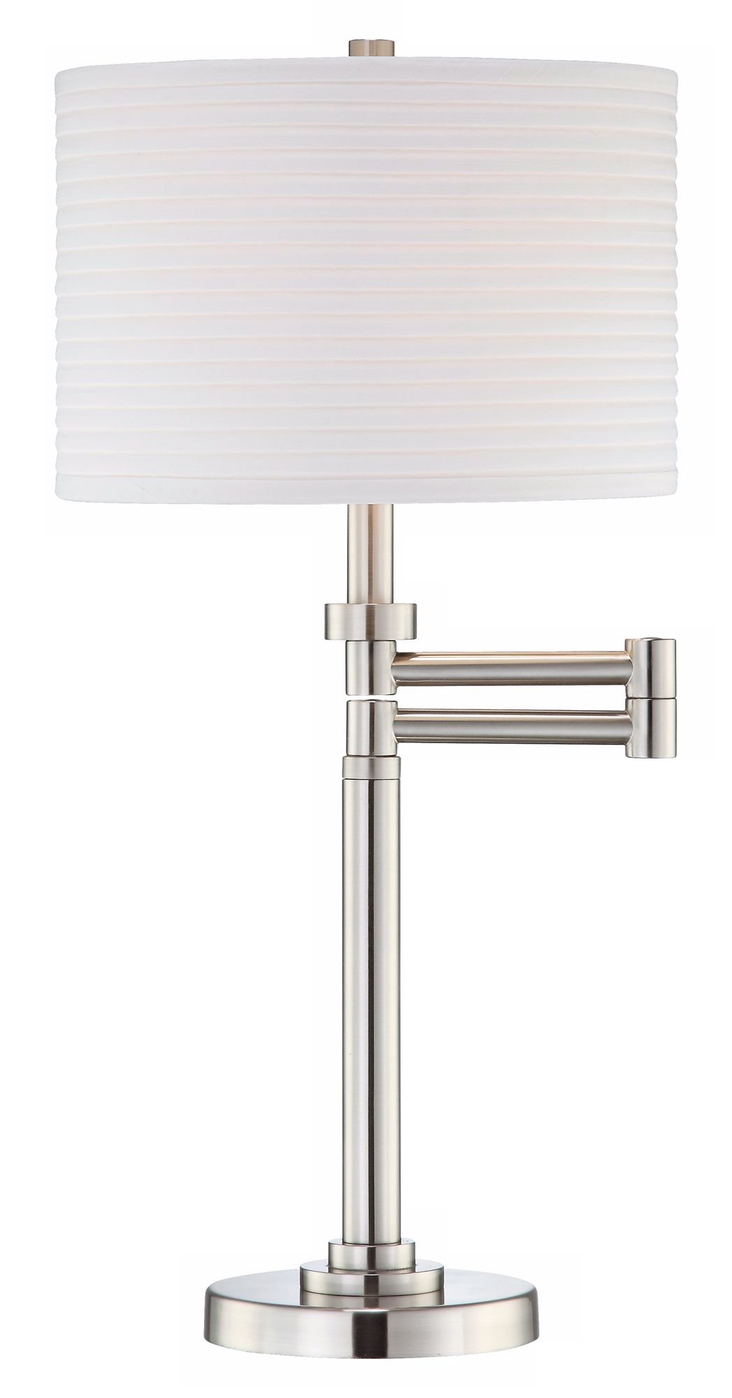 Brushed Steel Pleated Shade Swing Arm Desk Lamp