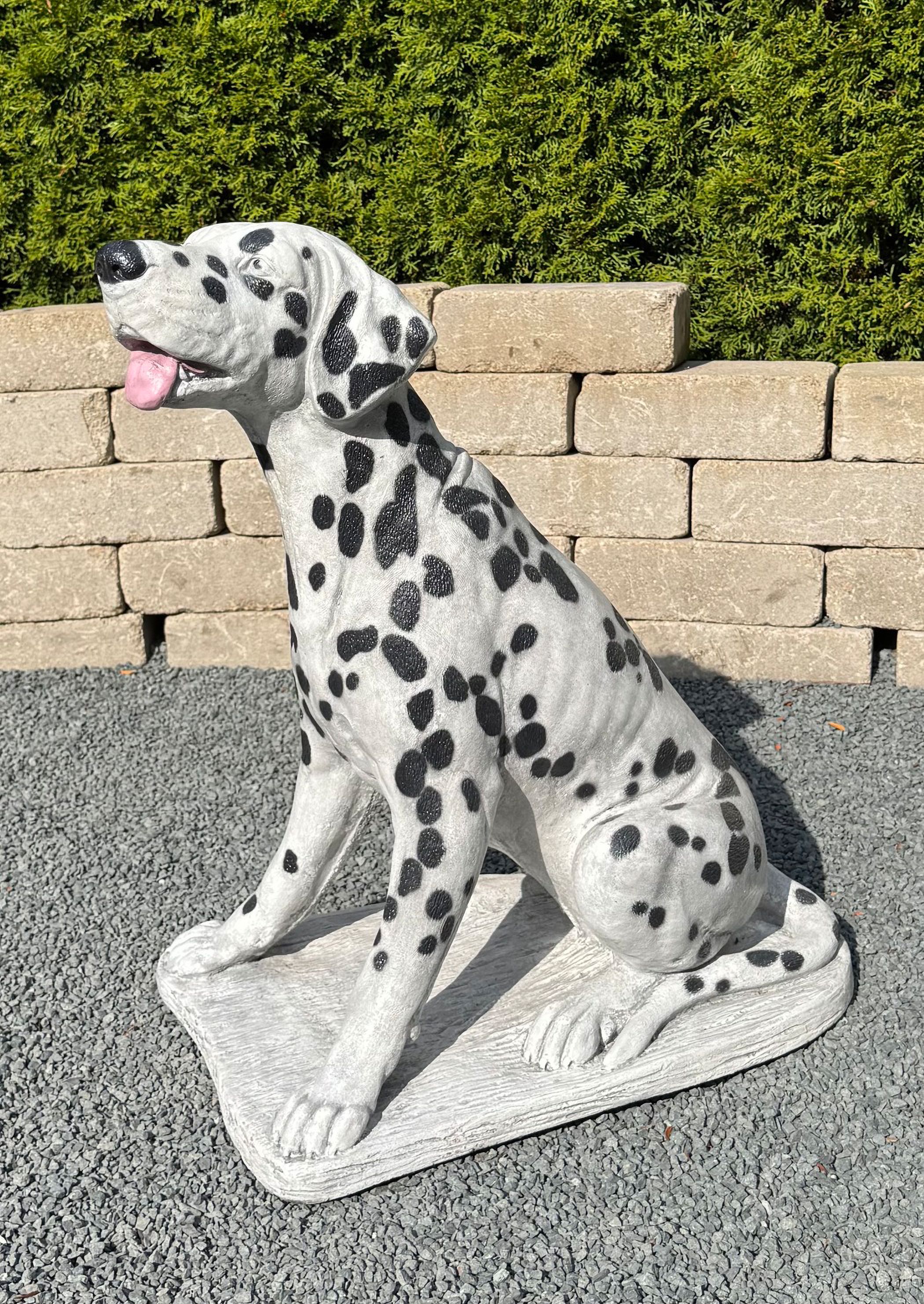 Cast Stone Dalmatian Dog Sculpture Garden Accent