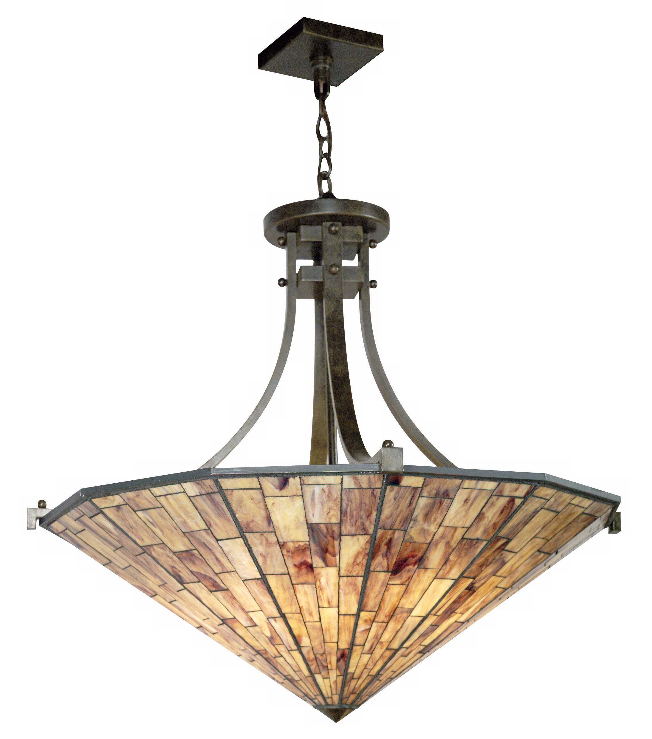 Bronze Tortoise Shell Mosaic Pendant Chandelier